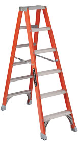 FM1500 Series Fiberglass Twin Front Step Ladder 300lb Capacity