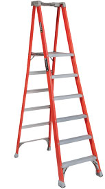 FXP1700 Series Fiberglass Platform Step Ladder 300lb Capacity (Podium Step Ladder)